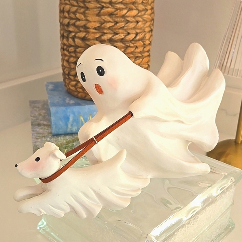 Ghost With Running Dog  Halloween Figurine 2025 NEW